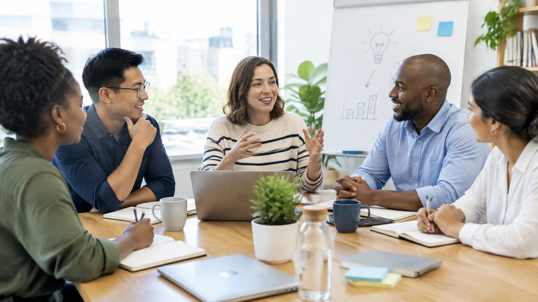 Team discussing ideas in a meeting