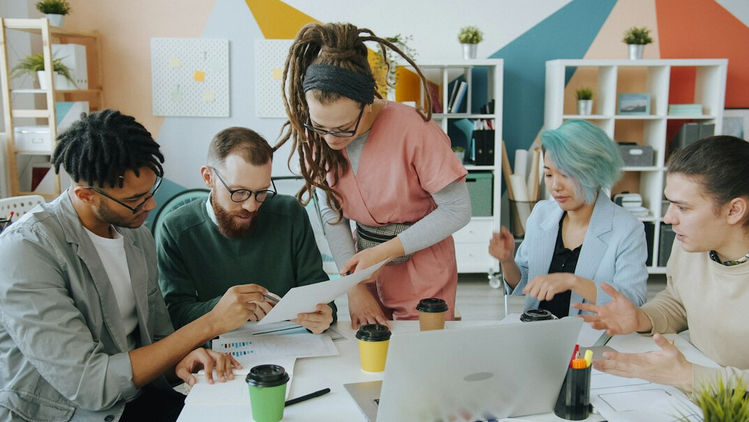 team meeting in modern office